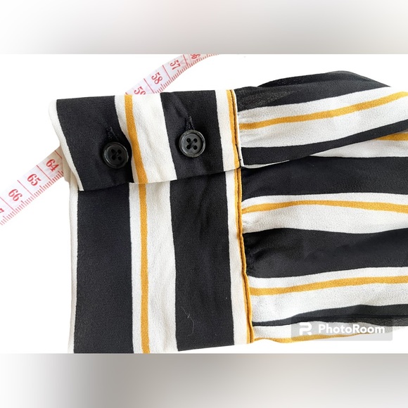 Who What Wear Striped Button-Up Tie Blouse - Picture 5 of 9